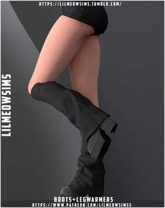 there is a woman's legs and boots with high heeled shoes on them