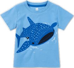 Cotton T-shirt With Shark Design For Summer, Casual Cotton T-shirt With Shark Design, Blue Shark Design Crew Neck Top, Blue Shark Design Short Sleeve Tops, Blue Short Sleeve Top With Shark Design, Blue Short Sleeve T-shirt With Shark Design, Dress Romper Outfit, Shark Tee, Shark T Shirt