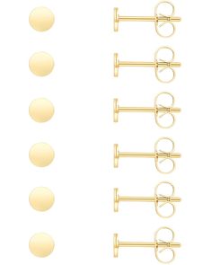 PRICES MAY VARY. 6 Pairs gold palted flat tiny stud earingssimple. Perfect for everyday wear or as multi-pierced studs with other styles of earrings. Size: 6 Pairs 3mm(0.08inch), very small, cute and lightweight. You can't feel it when you wear it. Perfect suitable for lobe, cartilage, helix, tragus, second hole and third hole piercing. Can also be used with other earrings, they are the best earring complement. 316L surgical steel material in 14K gold plated, hypoallergenic, high polished, Water Unisex Earrings, Stud Earrings For Men, Tiny Studs, Stud Earrings For Women, Simple Earrings, Tragus, Steel Material, Helix, Jewelry Earrings Studs