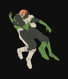 the green lantern is being hugged by another person