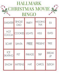 a christmas movie bingo game with candy canes and pepperminks on the top