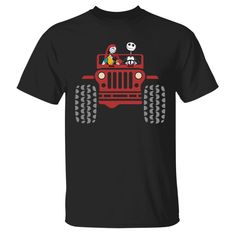 Custom Jeep Shirt Driving Jeep With Jack and Sally Nightmare Before CTM Youth Custom - Printyourwear Nightmare Before Christmas T Shirt, Jeep Shirts, Sally Nightmare, Sally Nightmare Before Christmas, Custom Jeep, Jeep Lover, Christmas Custom, Jack And Sally, Graphic Artwork