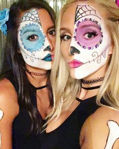 Sugar skulls Sugar Skull Makeup Easy Simple, Sugar Skull Face Paint Easy, Simple Sugar Skull Makeup, Sugar Skull Makeup Easy, Maquillage Halloween Simple