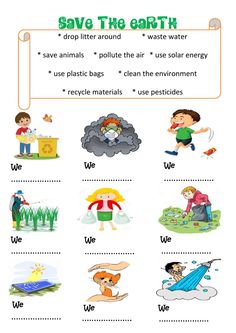 the worksheet for save the earth with pictures and words to help kids learn how to