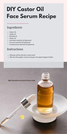 Homemade Face Oil Serum, Castor Oil Lotion Recipe, How To Make Face Oil At Home, Castor Oil Soap Recipe, Diy Castor Oil Face Serum, Castor Oil Face Serum Recipe, How To Make Face Serum At Home, Skin Oil Recipe, Diy Body Oil Recipe