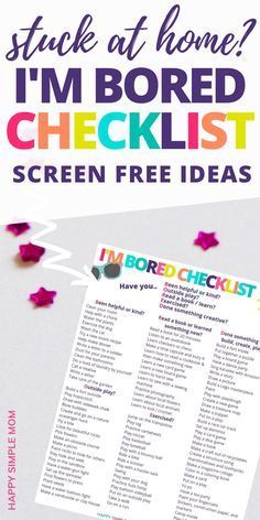 a checklist with the text stuck at home? i'm bored, checklist screen free ideas