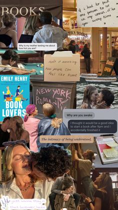 collage of people with signs and books