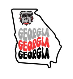 the state of georgia with an image of a bulldog on it's face and words that read,