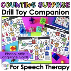 the poster for counting surprise drill toy companion, which includes pictures and words to help students learn