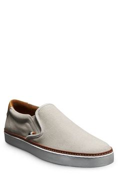 Contrast leather trim adds a dapper flourish to this casual suede slip-on serving effortless grab-and-go comfort no matter where your day takes you. Elastic gore insets FlyForm™ removable insole for shock-absorbing support Leather upper and lining/rubber sole Imported Allen Edmonds, Sneaker Men, Leather Trim, Mens Shoes Sneakers, Leather Trims, Slip On Sneaker, Rubber Sole, Light Grey, Leather Upper