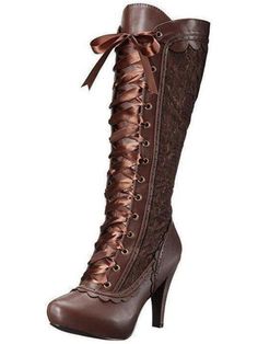 Luxury Heeled Boots With Front Lace-up And Round Toe, Fantasy Lace Up Thigh Boots, Boots Fantasy Heels, Victorian Laceup Boots, Pirate Heeled Boots, Kid High Heels Boots, Open Toed Fantasy Shoes, Historical Shoes Boots, Taby Boots