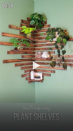 a plant shelf made out of wooden pallets