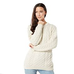 100% Merino Wool
Classic crew neckline - The round crew collar of this sweater gives it a classic feel along with a modern, sporty edge that will flatter anyone and look great with both casual and formal looks
Cable Knit - Luxurious mixed cable knits create a stunning textured look A mesmerizing mix of Aran cable braid patterns dress this sweater up with personality, texture, and dimension that will turn heads. The cable stitch represents Aran Island fishermen’s ropes and wishes for the fisherme Aran Knit, Irish Sweater, Patterns Dress, Braid Patterns, Aran Sweater, Pullover Sweater Men, Cable Stitch, Sweater For Women, Wool Crafts