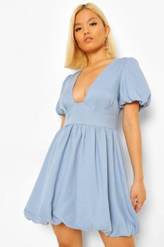 Womens Petite Puff Ball Sleeve and Hem Skater Dress - blue - 6 - boohoo PETITE. Serving up the same Puff Sleeve Mini Dress, Women Long Sleeve Dress, 70 Dress, Petite Dresses, Mini Dress With Sleeves, Be Bold, Skater Dress, Dress Collection