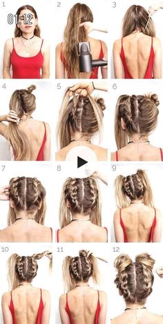 Tutorial Space Buns Festival Hair braided hairstyles natural hairbraided hairstyles box braidsbraided hairstyles ideas...