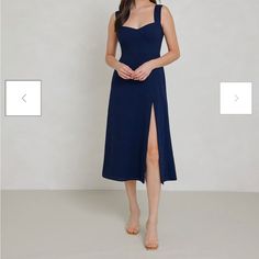 Park & Fifth Hastings Midi Length Dress In Navy Blue. The Dress Is A Us Medium. 100% Crepe Material. New With Tags. #Parkandfifth #Bridesmaid #Bridesmaiddress #Navydress #Mididress #Formalwear #Nwt #Newwithtags Blue Midi Dress With Straight Neckline For Date Night, Formal Blue Square Neck Dress, Blue Square Neck Formal Dress, Blue Square Neck Midi Dress For Evening, Elegant Blue Midi Dress With Straight Neckline, Blue Dress With Straight Neckline For Cocktail, Blue Square Neck Maxi Dress For Evening, Blue Square Neck Evening Maxi Dress, Blue Sleeveless Midi Dress For Dinner