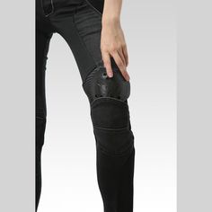 Designed for the ultimate protection on the road, our Women Slim Fit Summer Motorcycle Meshed Jeans are made with stretchable polyester and cotton fabrics, woven with stretch denim that provides superior tear-resistance. Stay safe and stylish with these jeans that offer both functionality and fashion. CE Certified Knee Hip Protective Pads ⇨ The knee and hip pads are detachable and easy to mount. Insert them into their special pockets for added protection on the road. Reinforced Stitching ⇨ The p Fitted Straight Leg Jeans For Outdoor, Outdoor Fitted Cotton Jeans, Summer Motorcycle, Leather Motorcycle Gloves, Motorcycle Jeans, Riding Jeans, Denim Vests, Hip Pads, Motorcycle Pants