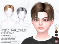 The Sims Resource - Reina - 26 2Kids hair (Child)(TSR) Midnight Hair, Sims 4 Tsr, The Sims 4 Skin, Sims 4 Children, Sims 4 Toddler, Pinterest Makeup, Sims Four, Sims 4 Cc Packs, Sims Hair