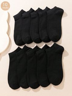 Black  Collar  Fabric   Embellished   Men Socks Ankle Socks Women, Women Crew Socks, Calf Socks, Athletic Socks, Socks And Hosiery, Ankle Socks, Mens Socks, Socks Women, Black Fabric