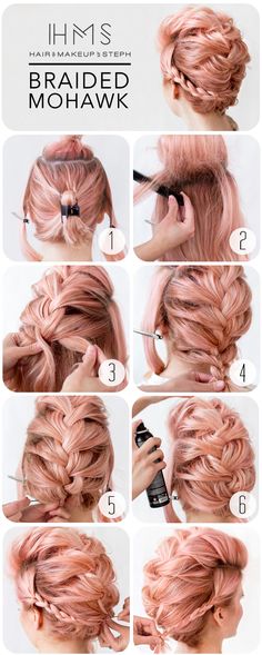 Frisur Hairstyles Party, Mohawk Hair, Braided Mohawk, Mohawk Braid, Mohawks, Fishtail Braid, Faux Hawk, Short Hairstyle, Hair Updo