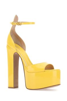 Yellow Leather Tan-go Sandals Valentino Heels, Mens Designer Shoes, Yellow Leather, Louis Vuitton Shoulder Bag, Sneaker Wedge, Luxury Accessories, Leather Interior, Platform Shoes, Italian Fashion