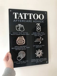 Tattoo Aftercare Advice Acrylic A3 Wall Sign | Studio Sign | Business Sign | Tattoo Sign | Salon Sign | Cover Ups Tattoo, Tattoo Artist Business Cards, Tattoo Sign, Tato Maori, Studio Sign