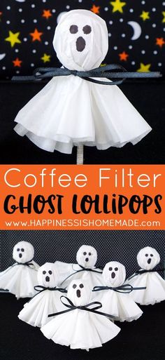 coffee filter ghost lollipops are the perfect halloween craft for kids to make