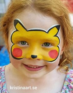 Face Paint Easy For Kids, Pokemon Face Paint, Pokemon Facepaint, Owl Face Paint, Kids Face Painting Easy, Face Paint Easy, Face Paint Party, Pikachu Face