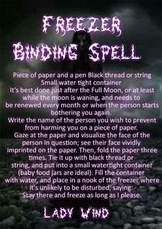 Freezer Binding Spell Binding Spell Enemies, Freezer Spell For Enemy, Caramel Moonshine, Enemy Spell, Conjuring Spells, Freezer Spell, Binding Spell