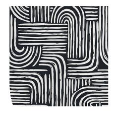 an abstract black and white painting with lines