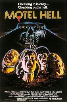 a movie poster for the film motel hell with screaming faces on it's face