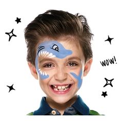 How to face paint a Shark | Snazaroo.com How To Face Paint, Mime Face Paint, Face Painting For Boys, Paint Face, Face Paint Kit, Painting Tattoo, Simple Face