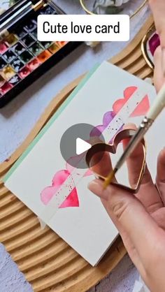 Diy & craft on Instagram: "Diy cute love card ♥♥♥   #diy #diycrafts #papercrafts #paperflowers #diyideas #surprise #paper #love #cardmaking #grif #surprise #reels #instagram #explore #instagram #instagramreels #ideas #surprisebox #homemade #homemade #day #viralsong #flowers #butterfly #beautiful #diyprojects #diyideas #paperbox #weddinggift" Watercolor Valentine Cards, Handmade Paper Cards, Valentines Watercolor, Watercolor Hearts, Watercolor Paintings For Beginners, Valentine's Card, Diy Watercolor Painting, Quilling Paper Craft, Valentines Art