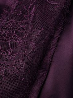 Maison Close Side lace-trim Skirt - Farfetch Plum Fabric, Goth Wardrobe, Kurdish Dress, Trim Skirt, Character Board, Skirt Purple, Moon Collection, Burgundy Lace, Purple Satin