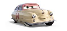 a cartoon car with big eyes on it's face and nose, sitting in front of a white background