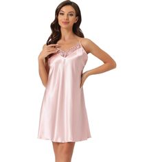 This soft fabric and breathable lounge dress for women is constructed of 100% Polyester fabric, comfy, moisture-wicking, breathable, and skin friendly. Featuring a v-neck, lace trim and camisole design, makes you feel cozy all night, and enjoy a comfortable sleep and sweet dream. Great for loungewear, nightwear, sleepwear, home bedroom, daily wear. No matter the cozy bedtime, casual home relax, laze afternoon, comfy bath, the soft and lightweight nightdress could accompany you all the time. This ladies nightdress is perfect for slumber parties, pajama nights or daily wear or as a holiday gift for Mother's Day, Thanksgiving, Christmas, or a birthday. Women Nightwear Dresses, Night Wear Dress, Nightwear Dress, Loungewear Dress, Cami Maxi Dress, Night Dress For Women, Aesthetic Pastel, Lounge Dress, Sleep Dress