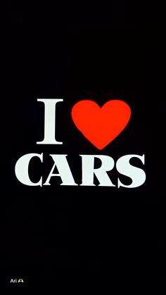 i love cars sticker on the side of a black car with a red heart