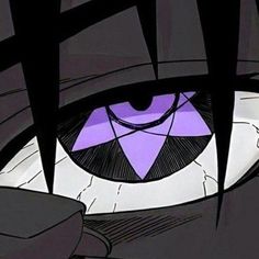 an anime character's eyes are purple and black