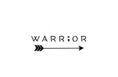 the word warrior written in black ink with an arrow pointing to it's left