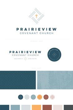 the logo for prairieview covenant church, which has been designed to look like an old church