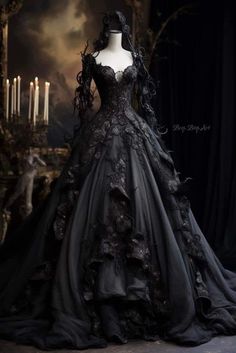 Unreal Dresses, Emo Wedding Dresses, Ghost Wedding, Goth Wedding Dresses, A Black Wedding, Gothic Wedding Theme, Gothic Gowns, Black Wedding Dress Gothic, Gothic Dresses