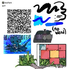 the qr code has been added to an image of some cartoon characters and their names