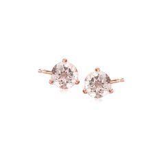 Ross-Simons - 1.50 ct. t. w. Morganite Stud Earrings in 14kt Rose Gold. Add a soft touch of romance to your everyday look with this blush pair of stud earrings. 14kt rose gold three-prong settings hold 1.50 ct. t. w. round morganites. Post/clutch, morganite stud earrings. Elegant Solitaire Rose Gold Earrings, Elegant Rose Gold Solitaire Earrings, Rose Gold Solitaire Earrings For Formal Occasions, Formal Rose Gold Solitaire Earrings, Jewelry Presentation, Fine Jewelery, Stone Cuts, Pink Stone, Fine Jewellery Earrings