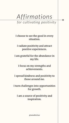 an affirmation poem with the words affirmations for cultitaling positivity