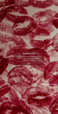 the cover of reminder magazine with red lipstick imprints on it's face and mouth