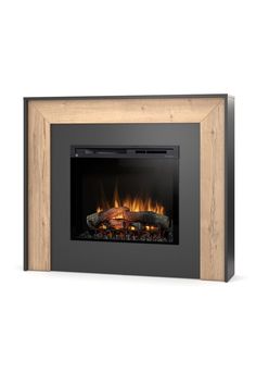 Czarny kominek elektryczny Warmtec z elektrycznym wkładem kominkowym Dimplex XHD 28". Z funkcją grzewczą i polanami. Thermostat, Fireplace, Led, Home Decor, Home Décor