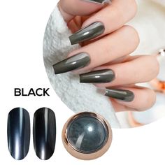 Milky Black Nails for Captivating Allure: Mystical Elegance – DTK Nail Supply Black Chrome Nails, Black Ombre Nails, Stocking Stuffers For Women, Nail Art Techniques, Chrome Nail, Nail Powder