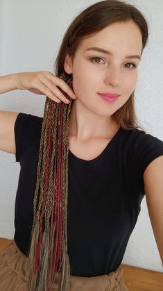 Clip in Braids Extension Brown Boho Hair Extensions Cherry - Etsy Ukraine Clip In Braids, Clip In Dreadlocks, Red Dreads, Hair Accessories Red, 4 Braids, Viking Costume