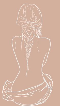 a drawing of a woman's back with braids on her head and shoulders