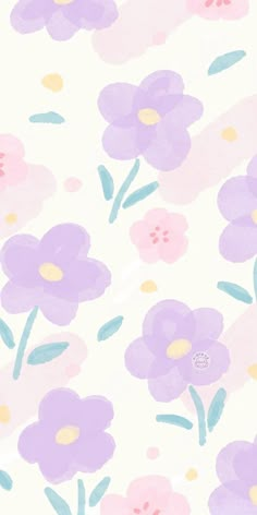 a white background with purple flowers on it